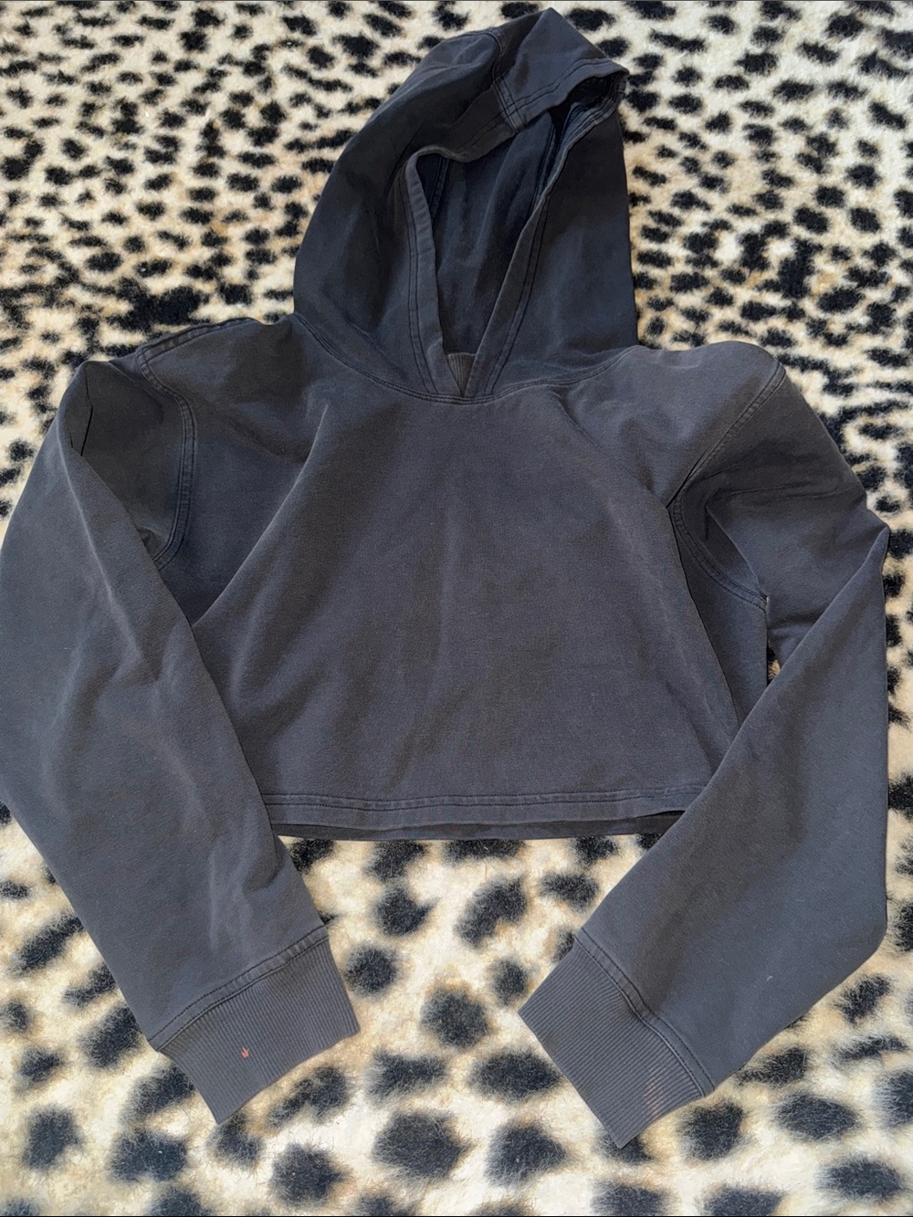 lululemon athletica Cropped Black Hooded Sweatshirt